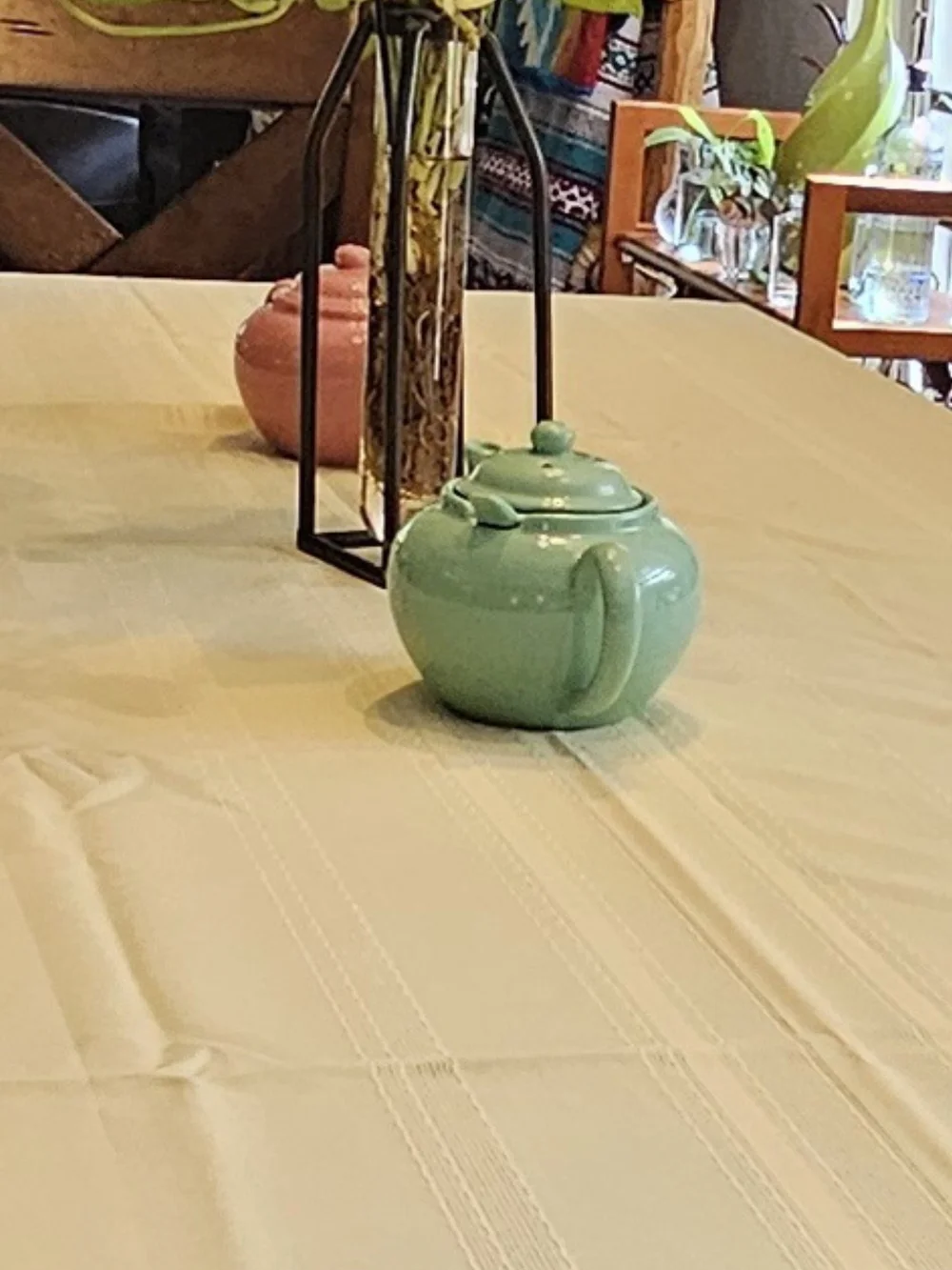 Elegant Soft Yellow Dining Tablecloth with Subtle Woven Stripes..size 120
